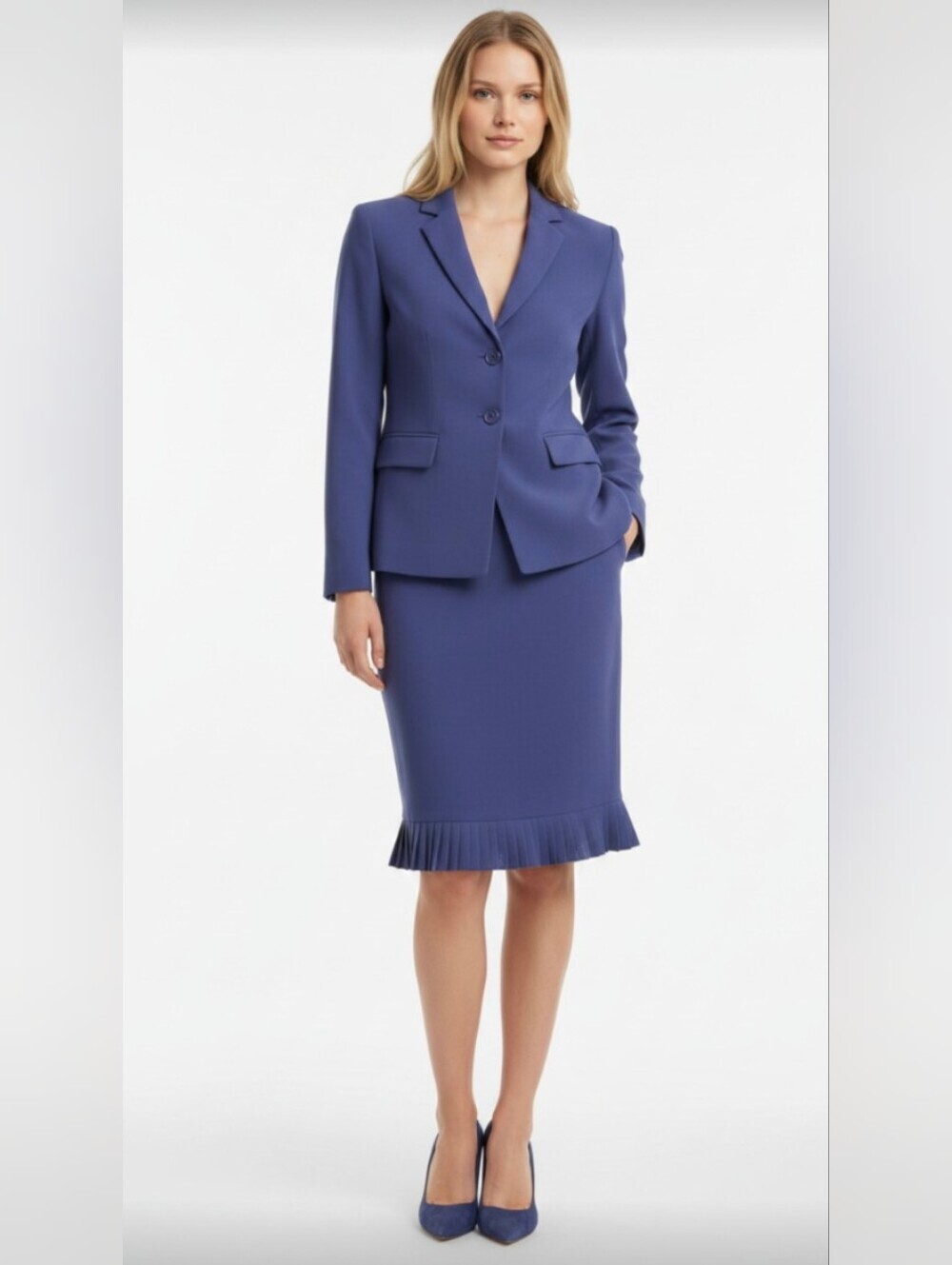 NWT@$120! JONES STUDIO! RICH, DEEP PURPLE 2 PC PLEATED SKIRT, JACKET SUIT! 10/8